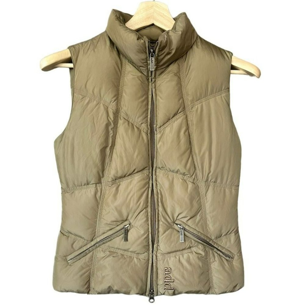 add Khaki Green Goose Down Fill Puffer Vest Womens size 4